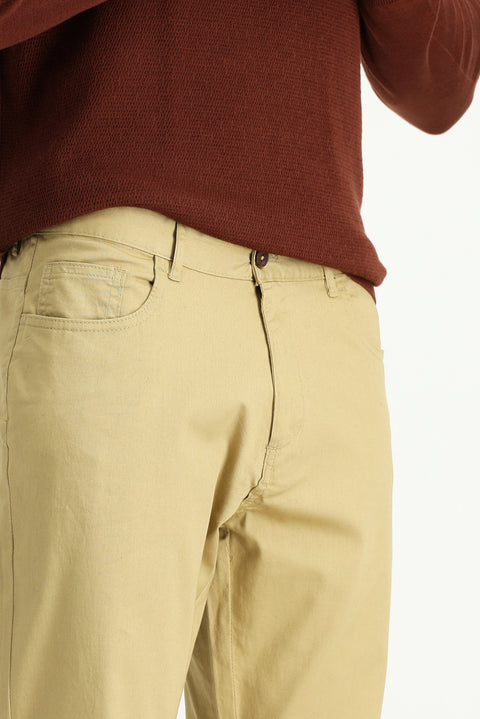 Açık Bej Regular Fit Standart Kesim Likralı Kanvas / Chino Pantolon
