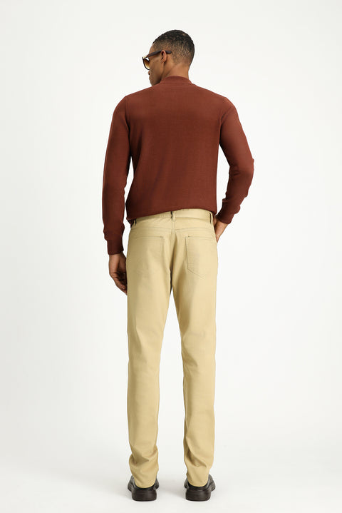 Light Beige Slim Fit Skinny Stretch Canvas / Chino Trousers