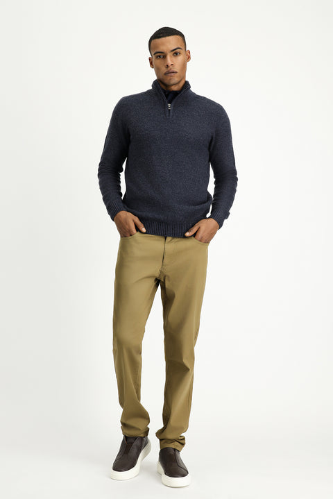 Dark Beige Slim Fit Stretch Canvas / Chino Trousers