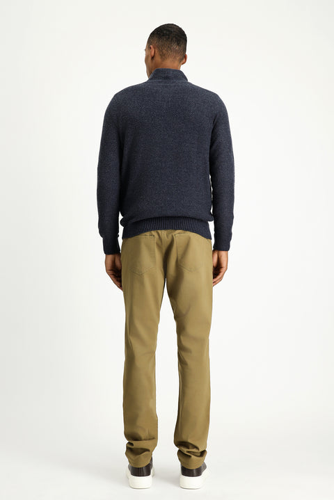 Dark Beige Regular Fit Standard Cut Lycra Canvas / Chino Trousers