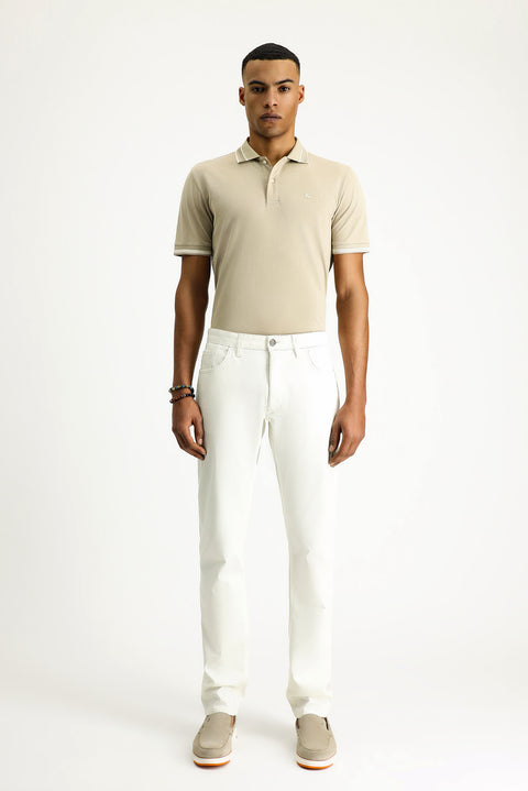 Off-White Regular Fit Standard Cut Stretchy Canvas / Chino Trousers