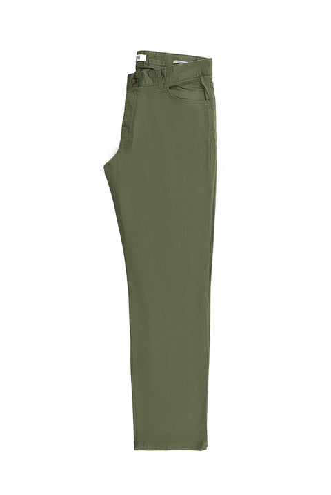 Orta Haki Relaxed Fit Rahat Kesim Likralı Kanvas / Chino Pantolon