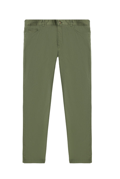 Orta Haki Relaxed Fit Rahat Kesim Likralı Kanvas / Chino Pantolon