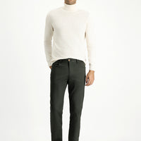 Dark Haki Regular Fit Standard Cut Lycra Canvas / Chino Trousers
