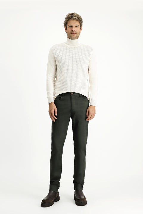 Dark Khaki Slim Fit Stretch Canvas / Chino Trousers