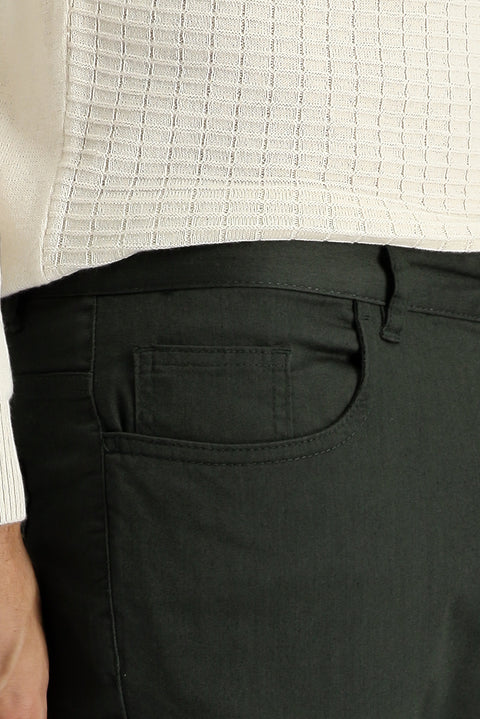 Dark Khaki Slim Fit Stretch Canvas / Chino Trousers