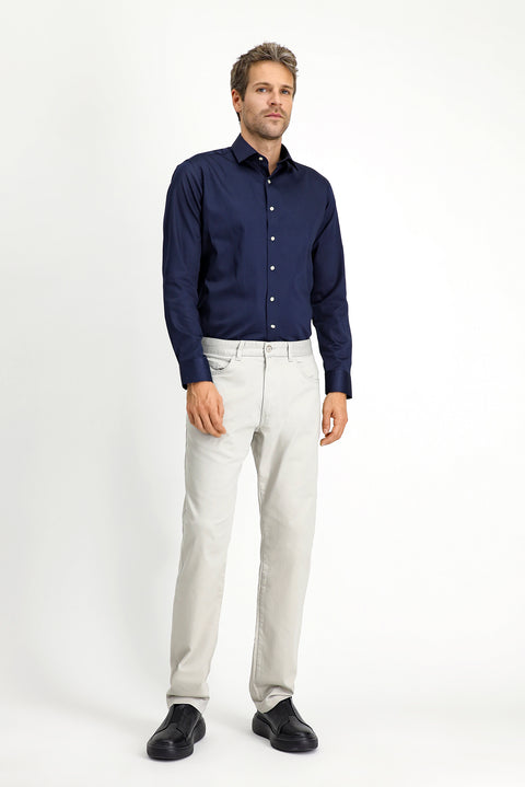 Stone Regular Fit Standard Cut Lycra Canvas / Chino Trousers