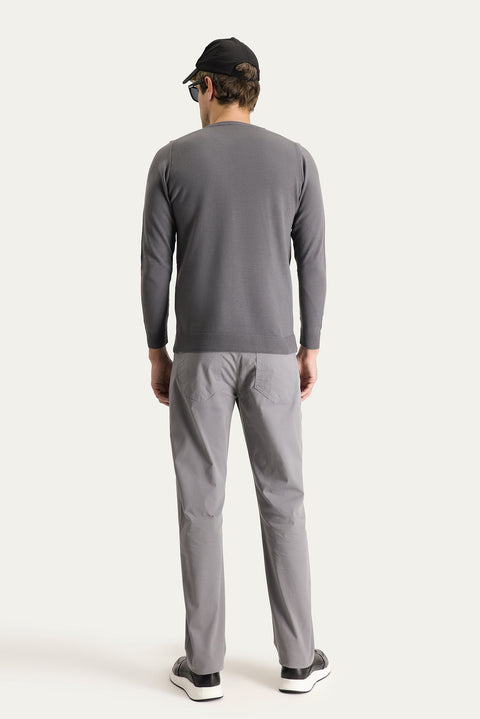 Cloud Gray Regular Fit Standard Cut Stretch Canvas / Chino Trousers