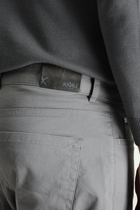 Cloud Gray Regular Fit Standard Cut Stretch Canvas / Chino Trousers