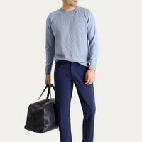 Aviator Blue Regular Fit Standard Cut Lycra Canvas / Chino Trousers