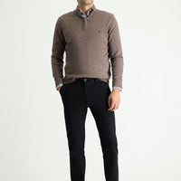 Black Regular Fit Standard Cut Lycra Canvas / Chino Trousers