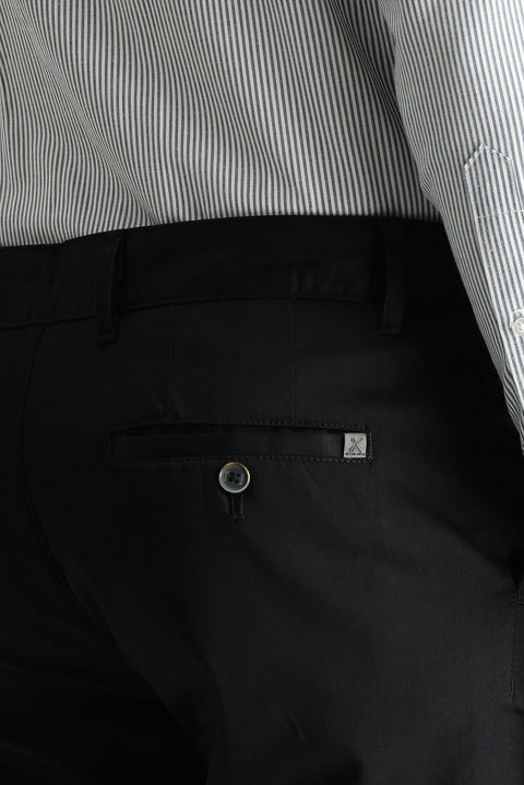 Black Relaxed Fit Stretch Canvas / Chino Trousers