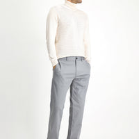 Light Grey Regular Fit Standard Cut Lycra Canvas / Chino Trousers