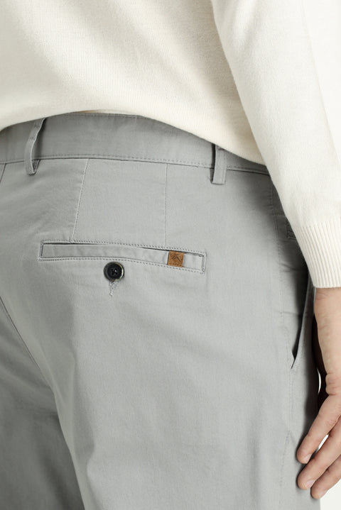 Light Grey Regular Fit Standard Cut Lycra Canvas / Chino Trousers