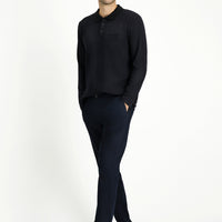 Mid-Indigo Relaxed Fit Stretch Canvas / Chino Trousers