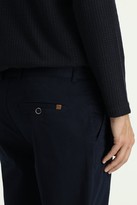 Mid-Indigo Relaxed Fit Stretch Canvas / Chino Trousers
