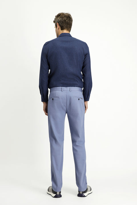 Aviator Blue Regular Fit Standard Cut Lycra Canvas / Chino Trousers