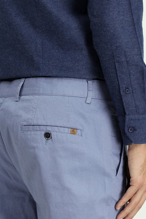 Aviator Blue Regular Fit Standard Cut Lycra Canvas / Chino Trousers