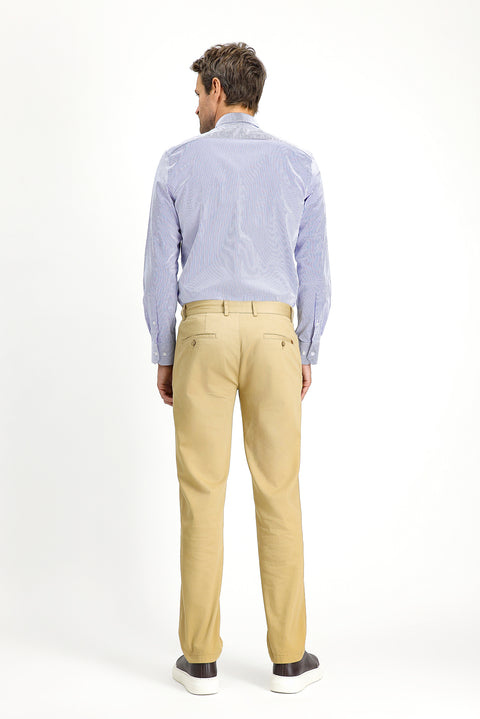 Light Beige Slim Fit Skinny Stretch Canvas / Chino Trousers