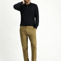 Koyu Bej Regular Fit Standart Kesim Likralı Kanvas / Chino Pantolon