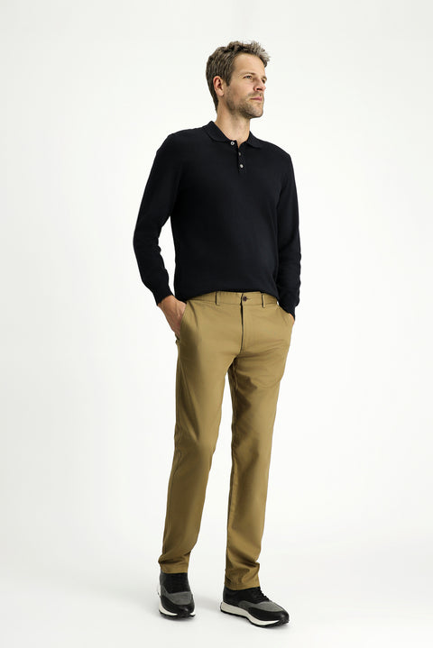 Koyu Bej Regular Fit Standart Kesim Likralı Kanvas / Chino Pantolon