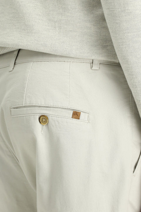 Stone Regular Fit Standard Cut Lycra Canvas / Chino Trousers