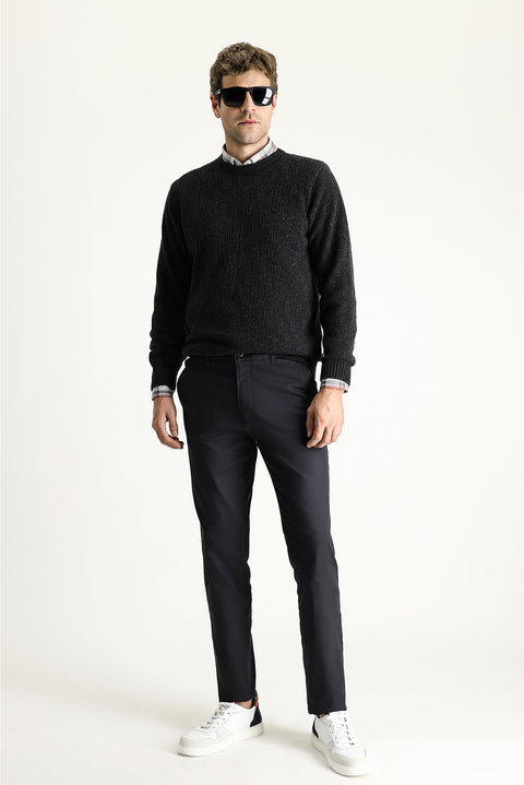 Medium Anthracite Regular Fit Standard Cut Stretchy Canvas / Chino Trousers