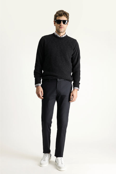 Medium Anthracite Regular Fit Standard Cut Stretchy Canvas / Chino Trousers