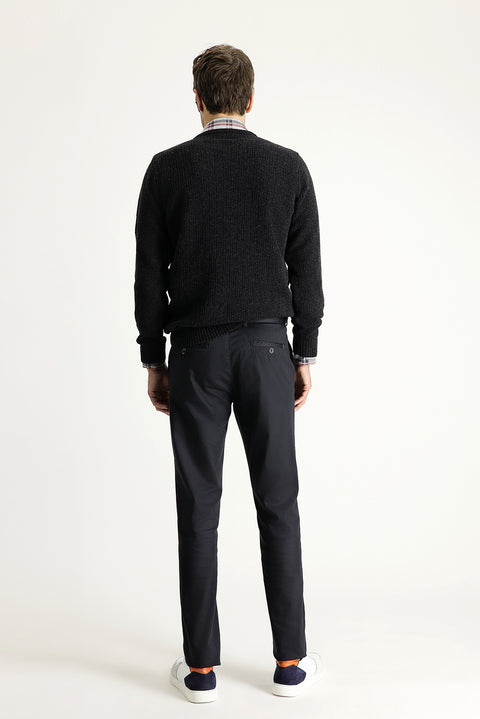Medium Anthracite Regular Fit Standard Cut Stretchy Canvas / Chino Trousers