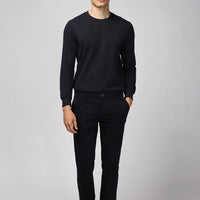 Dark Navy Regular Fit Standard Cut Lycra Canvas / Chino Trousers