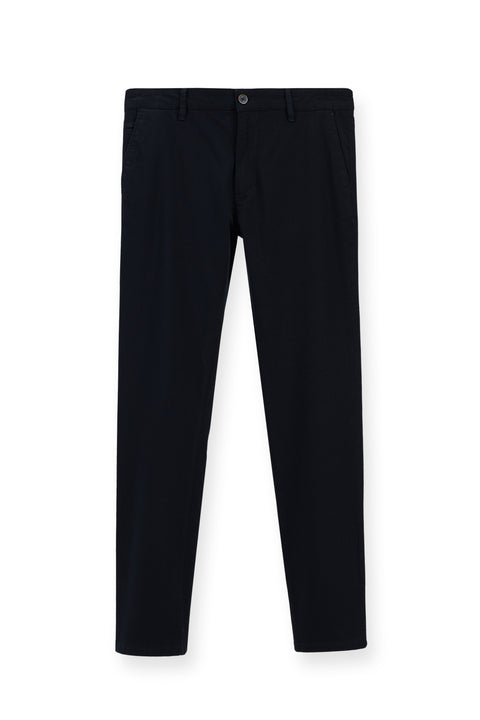 Dark Navy Regular Fit Standard Cut Lycra Canvas / Chino Trousers
