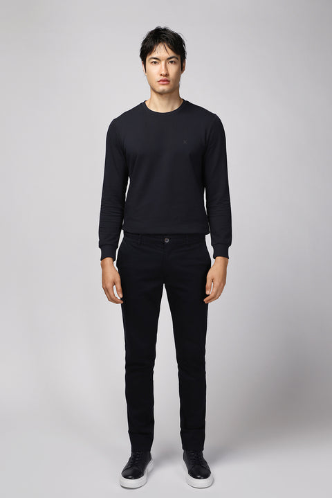 Dark Navy Regular Fit Standard Cut Lycra Canvas / Chino Trousers