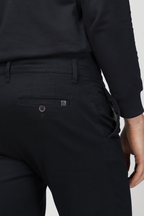 Dark Navy Regular Fit Standard Cut Lycra Canvas / Chino Trousers