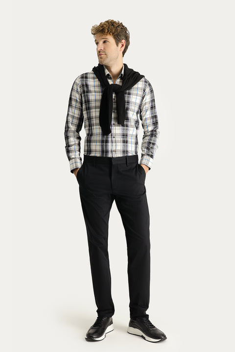 Black Slim Fit Stretch Sateen Canvas / Chino Trousers