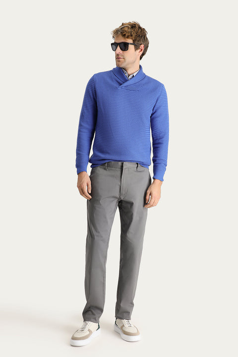 Mid-Gray Relaxed Fit Stretch Sateen Canvas / Chino Trousers