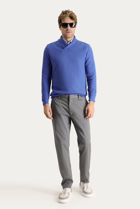 Mid-Gray Relaxed Fit Stretch Sateen Canvas / Chino Trousers