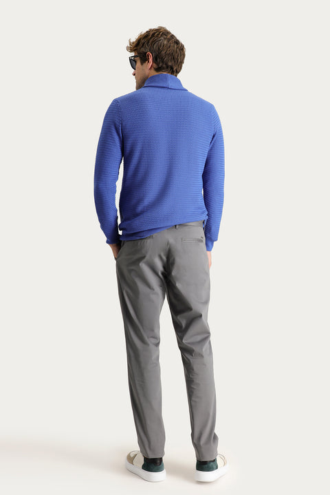 Mid Gray Regular Fit Standard Cut Lycra Sateen Canvas / Chino Trousers