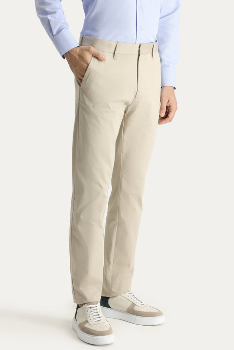 Sand Slim Fit Stretch Sateen Canvas / Chino Trousers