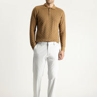 Stone Relaxed Fit Stretch Sateen Canvas / Chino Trousers