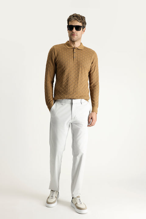 Stone Relaxed Fit Stretch Sateen Canvas / Chino Trousers