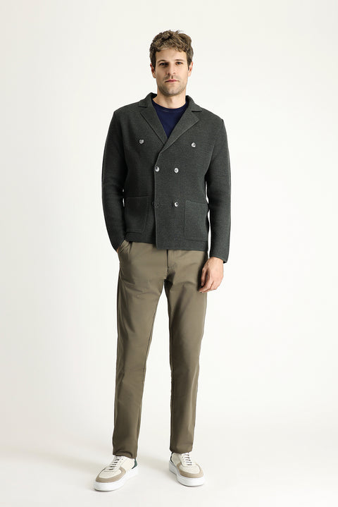 Dark Mink Relaxed Fit Stretch Sateen Canvas / Chino Trousers