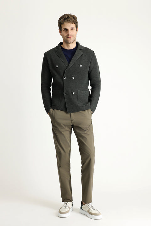 Dark Mink Regular Fit Standard Cut Lycra Sateen Canvas / Chino Trousers