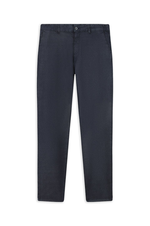 Light Navy Regular Fit Standard Cut Lycra Sateen Canvas / Chino Trousers