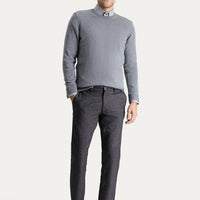 Medium Grey 7 Drop Slim Fit Narrow Cut Lycra Canvas / Chino Pants