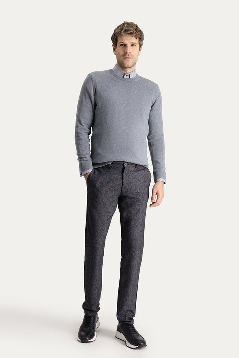 Medium Grey 7 Drop Slim Fit Narrow Cut Lycra Canvas / Chino Pants