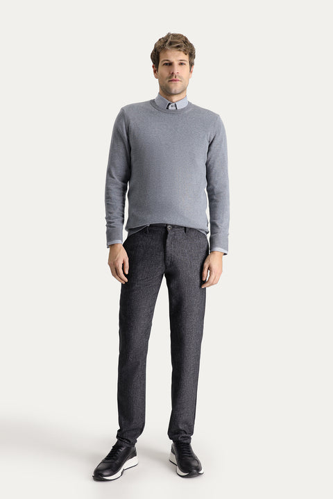 Medium Grey 7 Drop Slim Fit Narrow Cut Lycra Canvas / Chino Pants