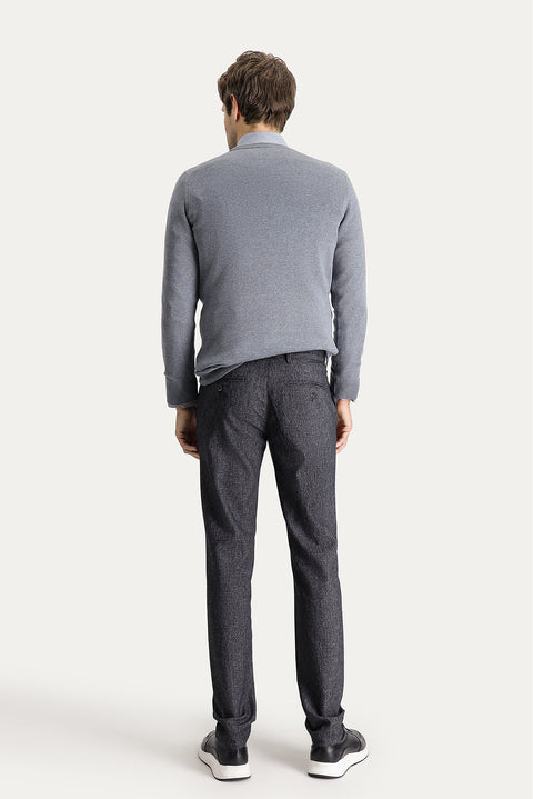 Medium Grey 7 Drop Slim Fit Narrow Cut Lycra Canvas / Chino Pants