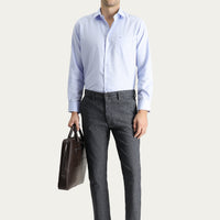 Dark Smoke Regular Fit Standard Cut Patterned Lycra Canvas / Chino Trousers