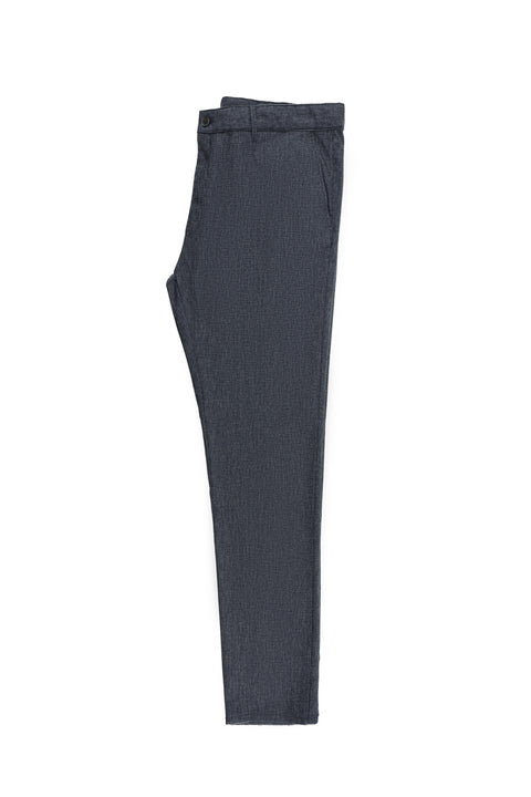 Dark Blue Regular Fit Standard Cut Patterned Lycra Canvas / Chino Trousers