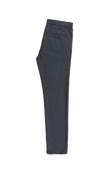Dark Blue Regular Fit Standard Cut Patterned Lycra Canvas / Chino Trousers